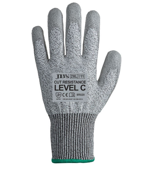 8R020 JB’s PU Breathable Cut 5 Resist Level C Gloves, Sizes S to 2XL (sold per 12 pairs)