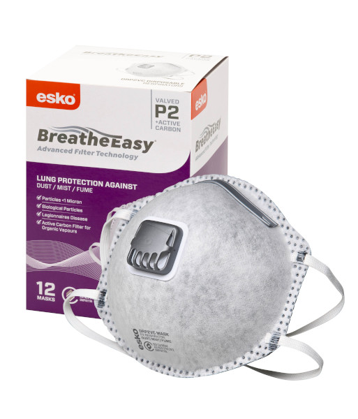 DRP2VC Esko BreatheEasy P2 Valved Mask with Carbon Filter, Box of 12