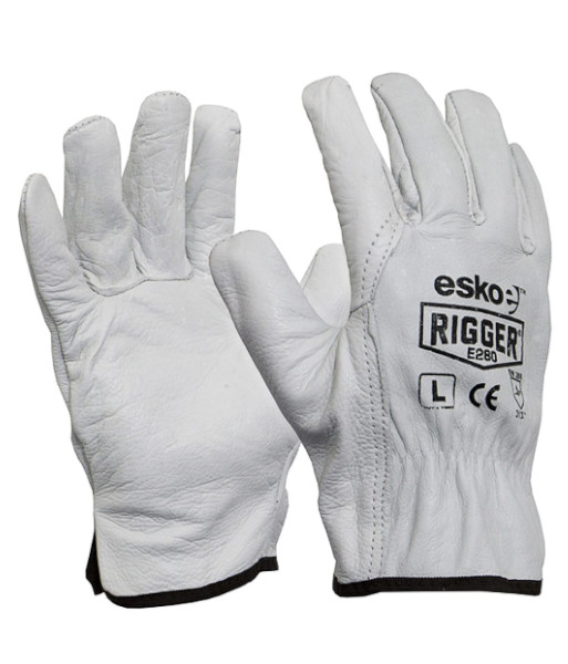 E280 Esko ‘The Rigger’ Premium Cowhide A Grade Leather Gloves, Sizes S to 4XL (sold per 12 pairs)