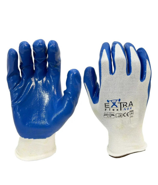 621011 Esko Extra Flex NBR Blue Nitrile Palm Coated Gloves, Sizes M to 2XL (sold per 12 pairs)