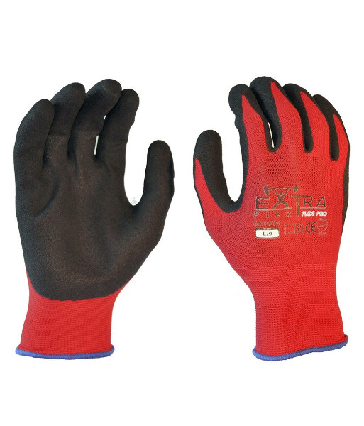 621016 Esko Red Extra Flex Flexi-Pro Sandy Latex Coated Gloves, Sizes S to 2XL (sold per 12 pairs)