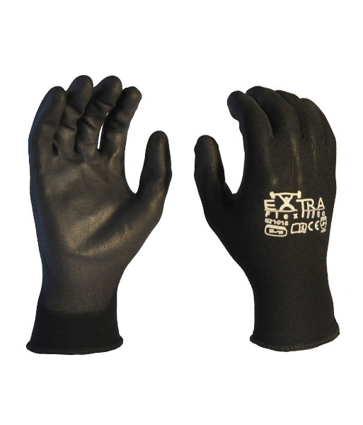 621018 Esko Extra Flex Lite Black PU Coated Gloves, Size S (sold per 12 pairs)