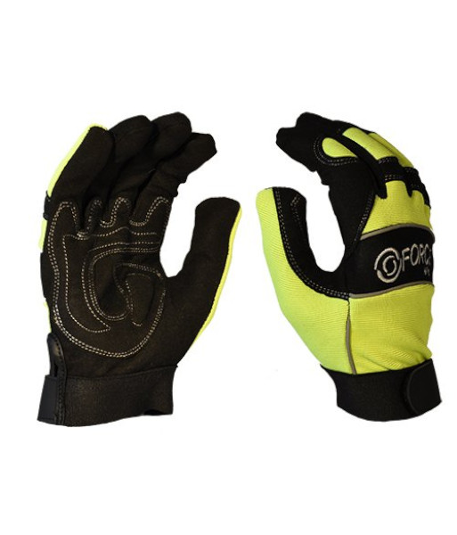 631003 Esko FORCE Hi-Vis Full Finger Mechanics Gloves, Sizes M to 2XL (sold per 6 pairs)