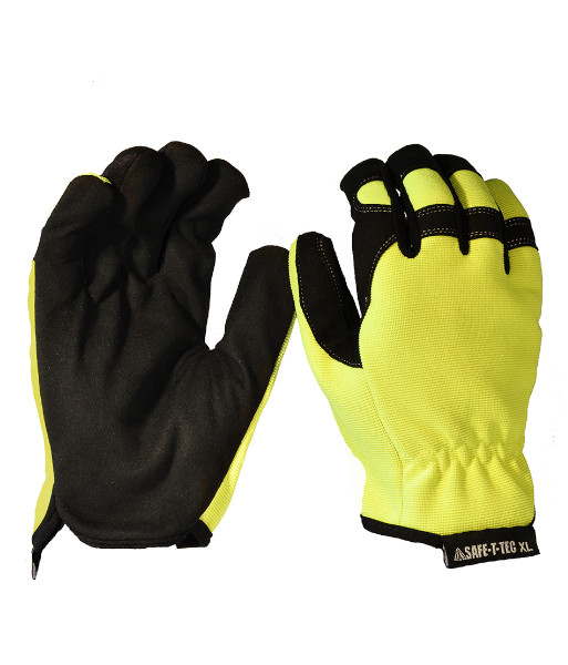 631008 Safe-T-Tec FORCE Hi-Vis Synthetic Riggers Gloves, Sizes M to 2XL (sold per 6 pairs)