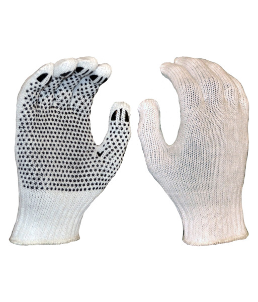 651009 Safe-T-Tec Polycotton Dotted Gloves, Sizes M to XL (sold per 12 pairs)