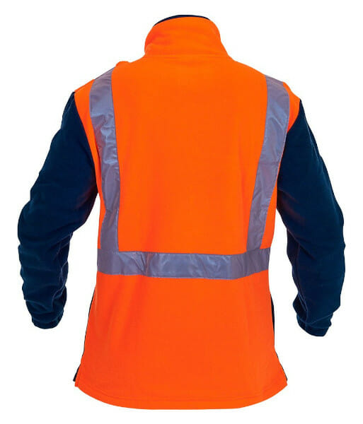 PCF1012 Caution Hi-Vis Day/Night Polar Fleece 1/2 Zip Tunic, Orange/Navy, Sizes XS to 13XL