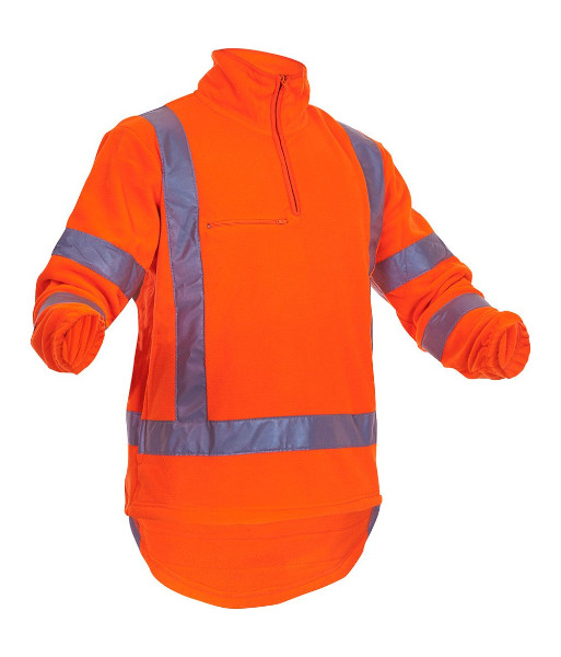 PCF1016 Caution Hi-Vis TTMC-W22 X-Back Polar Fleece 1/2 Zip Tunic, Orange, Sizes XS to 7XL