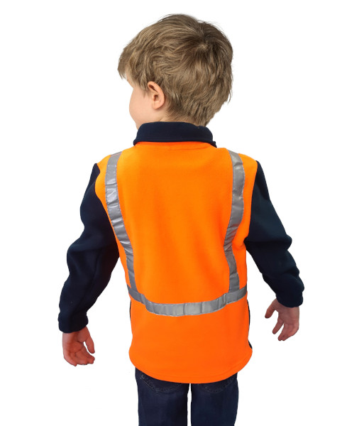 PCF1018 Esko Childrens Hi-Vis Polar Fleece, Orange/Navy, Sizes 2 to 14