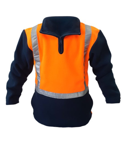 PCF1018 Esko Childrens Hi-Vis Polar Fleece, Orange/Navy, Sizes 2 to 14
