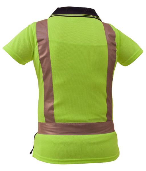 PCP1214 Caution Hi-Vis Day/Night Womens Microfibre Polo, Yellow/Navy, Sizes 4 to 28