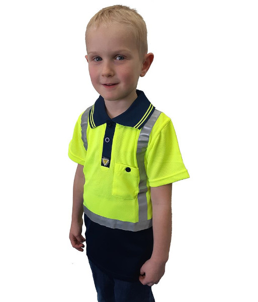 PCP1216 childs yellow navy side front boy