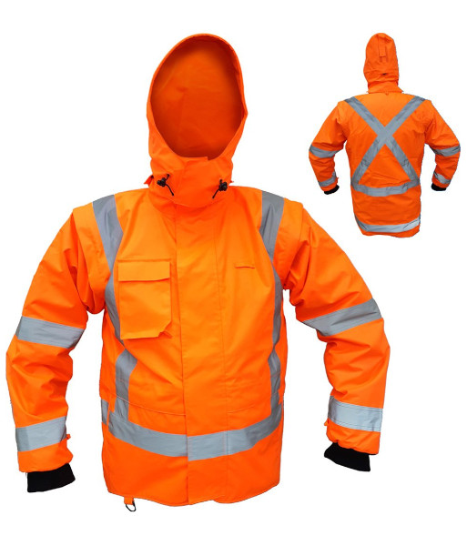 PCR4017 Esko StormPro® TTMC Day/Night X-Back Zip-Off Sleeve Fleece Lined Jacket, Orange, Sizes XS to 8XL