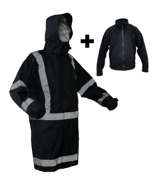 PCR4035 Caution StormPro Navy with Reflective Tape Zip-Out Fleece Lined Jacket, Navy, Sizes XS to 8XL