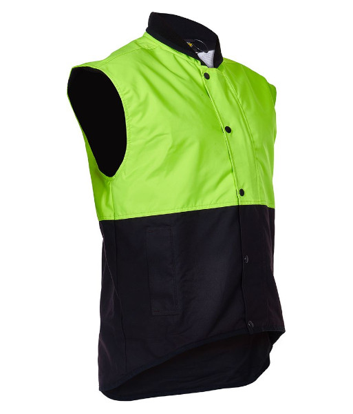 PCO1320 Caution Oilskin Day Only Sleeveless Vest, Yellow/Brown, Sizes S to 7XL
