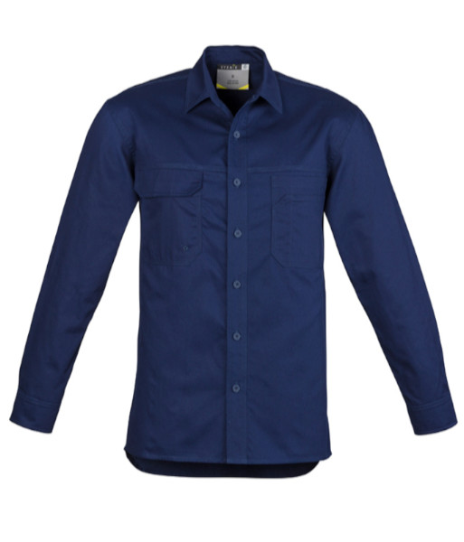 ZW121 Syzmik Mens Lightweight Tradie Long Sleeve Shirt, Blue, Sizes S to 7XL
