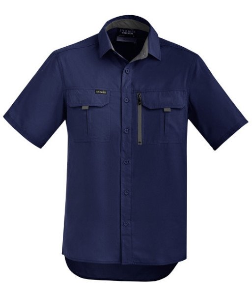 ZW465 Syzmik Mens Outdoor Short Sleeve Shirt, Navy, Sizes 2XS to 7XL