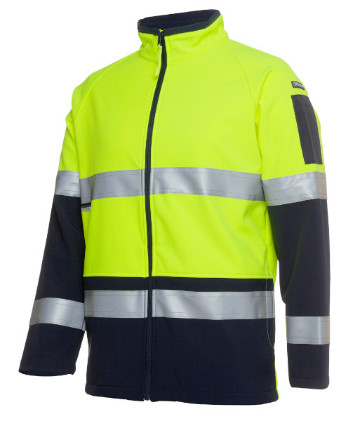 6D4LJ JB’s Hi Vis Day/Night 4602.1 Softshell Jacket, Lime/Navy, 2XS to 5XL