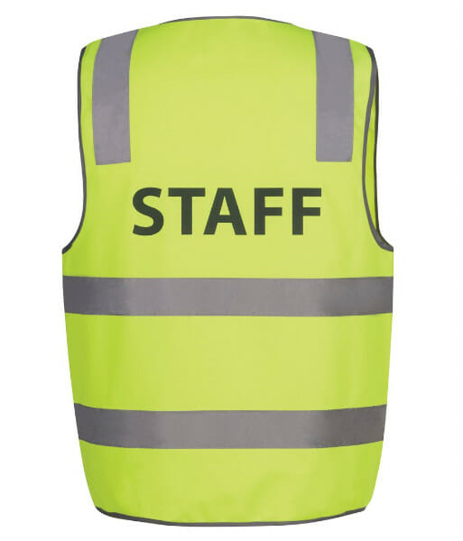 6DNS JBs Wear Day/Night Safety Vest with Print Security/Staff/Visitor, Sizes S to 5XL