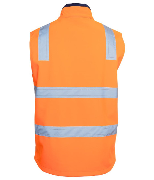 6DWV JB’s Hi Vis Day/Night Water Resistance Three Layer Softshell Vest, Orange/Navy, Sizes XS to 5XL