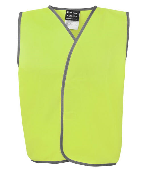 6HVSU JB’s Childrens Hi-Vis Safety Vest, Lime, Sizes 0-2 to 12-14