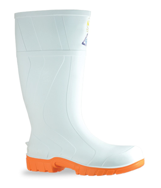 892-12011 Bata Rigger 400ml PVC Safety Gumboot, White/Orange, Sizes 3 to 15