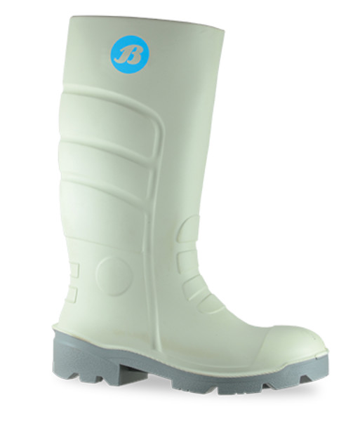 892-12012 Bata Worklite 400ml PU Safety Gumboot, White/Grey, Sizes 4 to 14