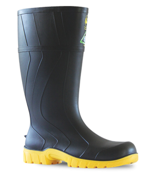 892-62010 Bata Safemate 400ml PVC Safety Gumboot, Black/Yellow, Sizes 3 to 15