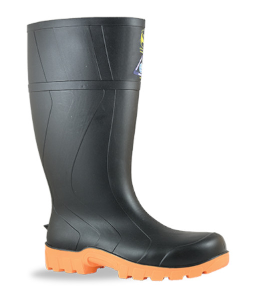 892-62011 Bata Rigger 400ml PVC Safety Gumboot, Black/Orange, Sizes 3 to 15