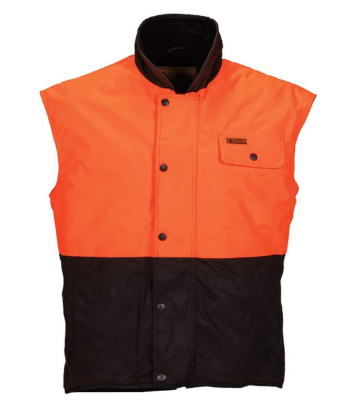 6039 Outback Oilskin Hi-Vis Day Only Vest, Orange, Sizes S to 4XL