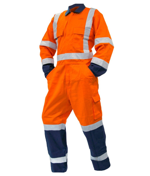 820049 Esko TTMC-W22 Day/Night 300gsm Mandura Cotton Overalls, Orange/Navy, Sizes 4 to 16
