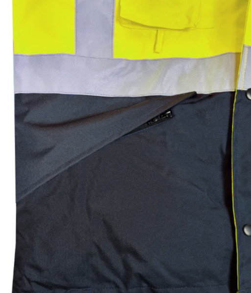 801060 Safe-T-Tec Essentials Waterproof Taffeta Lined Day/Night Jacket with Hood, Yellow/Navy, Sizes S to 8XL