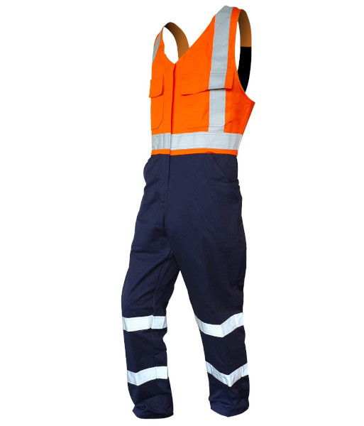 820008 Esko Action Day/Night 300gsm Mandura Cotton Taped Bib Overalls, Orange/Navy, Sizes 4 to 16
