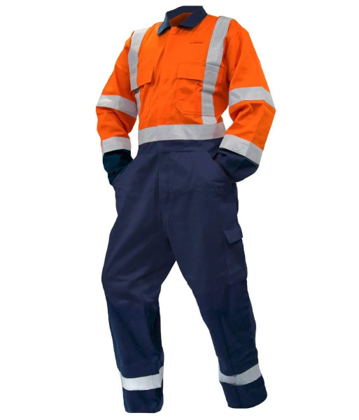 830021 Esko Day/Night 240gsm Polycotton Overalls, Orange/Navy, Sizes 4 to 11
