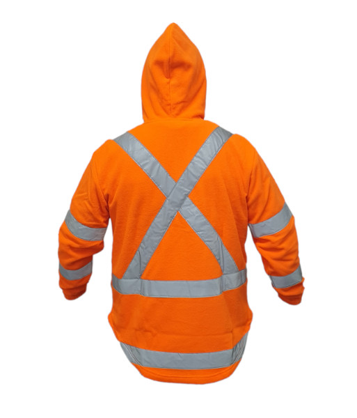 PCF1019 Caution Hi-Vis TTMC-W22 X-Back Polar Fleece 1/2 Zip Hoodie, Orange, Sizes XS to 7XL