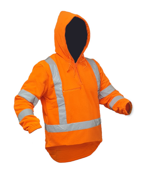 PCF1019 Caution Hi-Vis TTMC-W22 X-Back Polar Fleece 1/2 Zip Hoodie, Orange, Sizes XS to 7XL