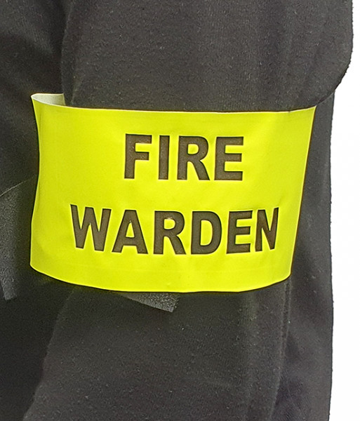 PCA1000 Caution Fire Warden Arm Band with Velcro, Hi Vis Yellow