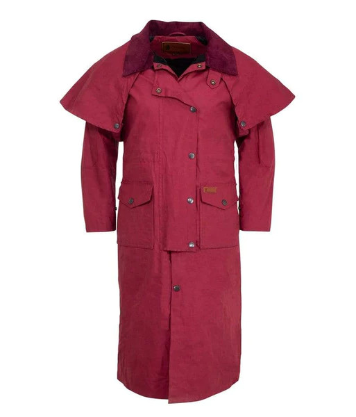 2046 Outback Oilskin Womens Matilda Duster, Berry, Sizes S to 2XL