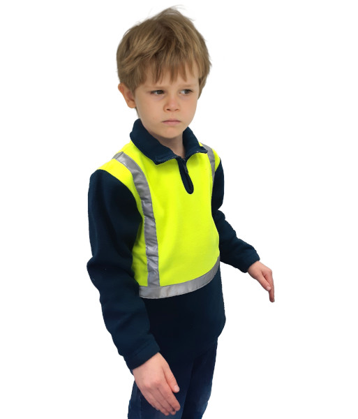 PCF1018 Esko Childrens Hi-Vis Polar Fleece, Yellow/Navy, Sizes 2 to 14