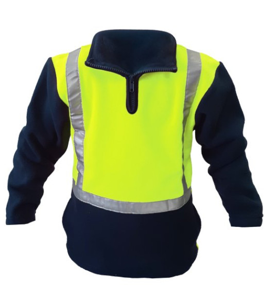 PCF1018 Esko Childrens Hi-Vis Polar Fleece, Yellow/Navy, Sizes 2 to 14