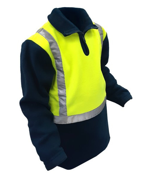 PCF1018 Esko Childrens Hi-Vis Polar Fleece, Yellow/Navy, Sizes 2 to 14