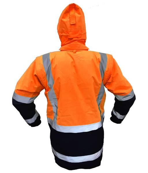 PCR4015 Esko StormPro® Day/Night Zip-Off Sleeve Fleece Lined Jacket, Orange/Navy, Sizes XS to 8XL