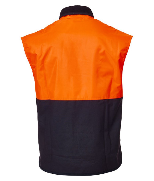 PCO1320 Caution Oilskin Day Only Sleeveless Vest, Orange/Brown, Sizes S to 7XL