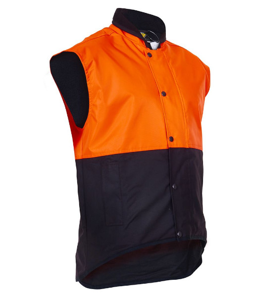 PCO1320 Caution Oilskin Day Only Sleeveless Vest, Orange/Brown, Sizes S to 7XL