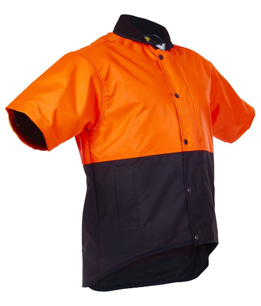 PCO1330 Caution Oilskin Day Only Short Sleeve Vest, Orange/Brown, Sizes S to 7XL