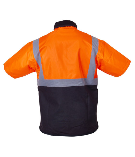PCO1350 Caution Oilskin Day/Night Short Sleeve Vest, Orange/Brown, Sizes S to 7XL