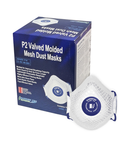 171008 Safe-T-Tec Disposable Molded Mesh P2V Dust Mask, Box of 10