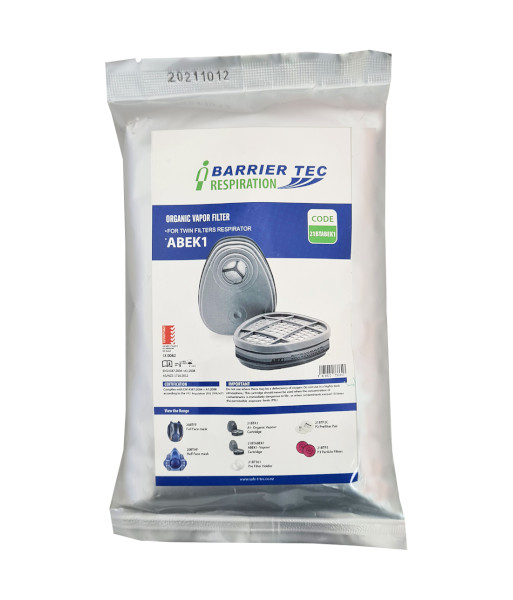 21BTABEK1 Safe-T-Tec ABEK1 Cartridge Organic & Inorganic Gas Filter, 1 Pair
