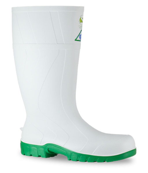 892-17010 Bata Safemate 400ml PVC Safety Gumboot, White/Green, Sizes 3 to 15