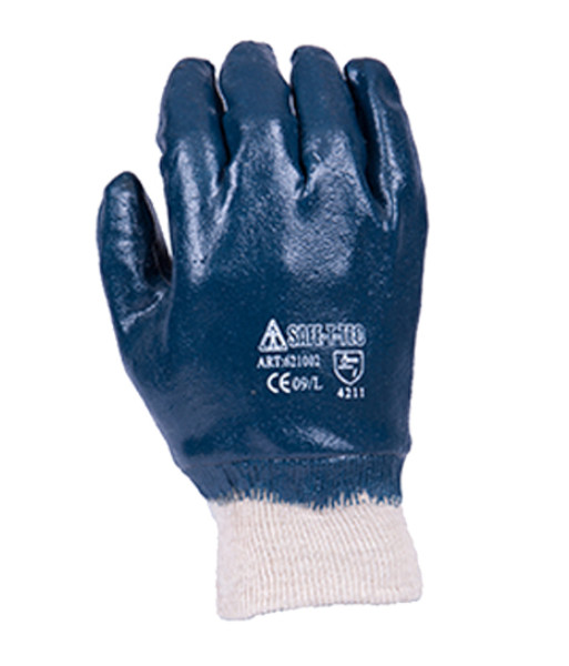 621002 blue nitrile coated gloves front