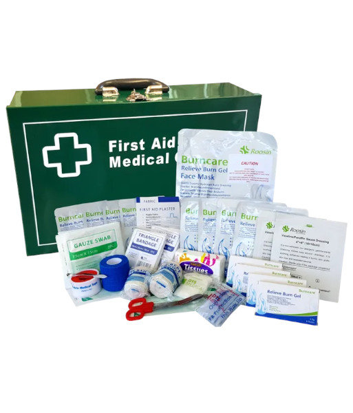 FAKBK005GWM Burns Injury Metal Wall Mountable First Aid Kit, Landscape or Portrait